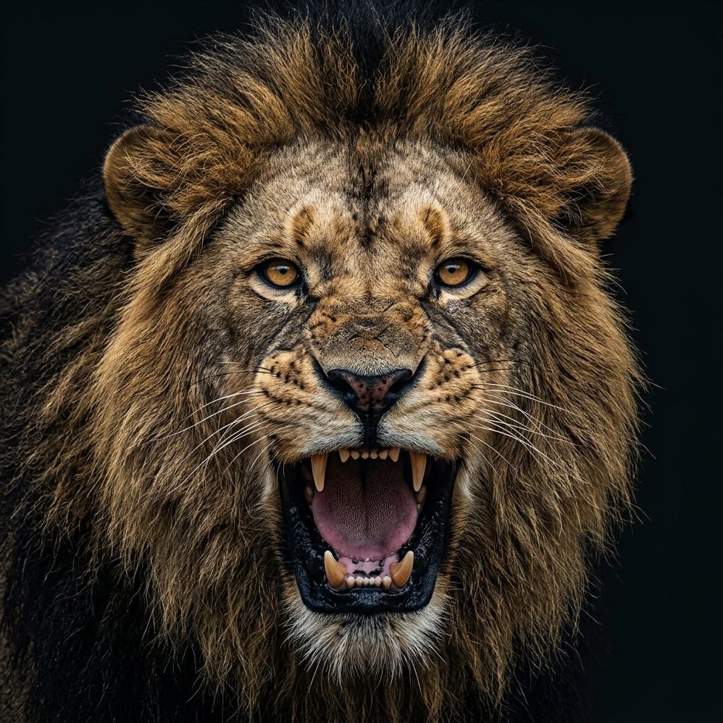 Roaring Asiatic Lion in Sasan Gir Forest Sanctuary
